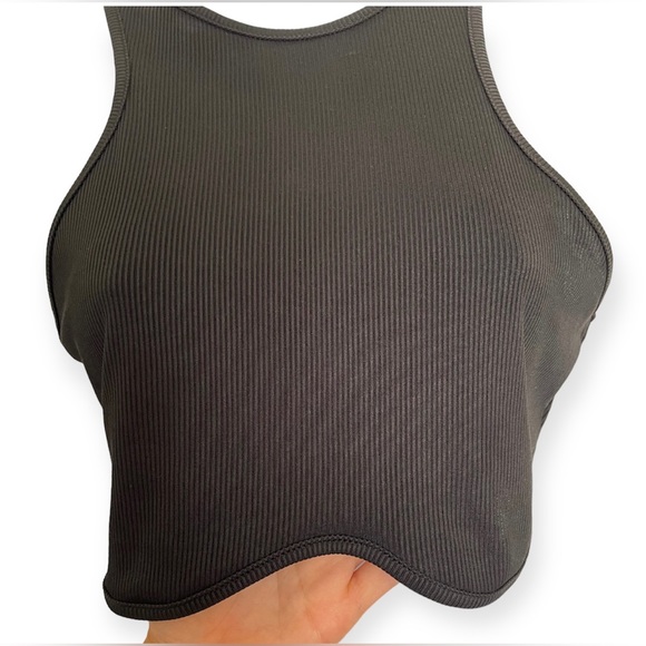 Black Rib Knit Racerback Crop Top - Picture 5 of 12